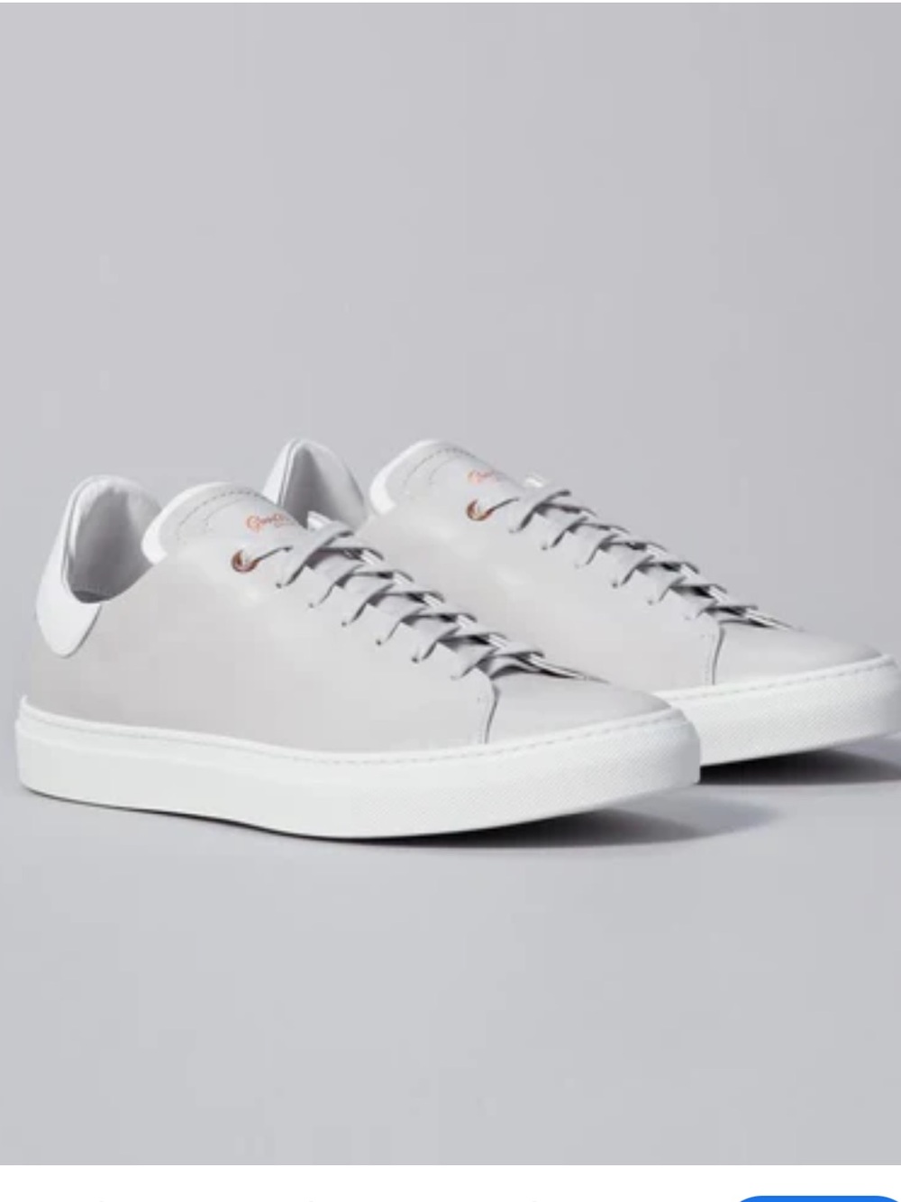 Good Man Brand Men's White Leather Sneakers with Rose-Gold Eyelets